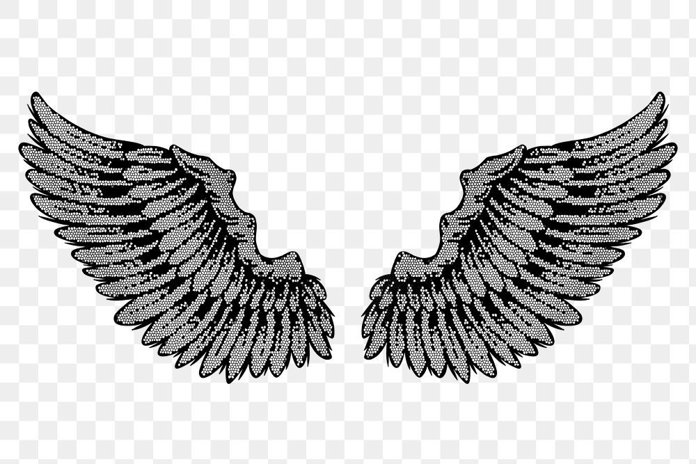 Gray wings sticker overlay design element 