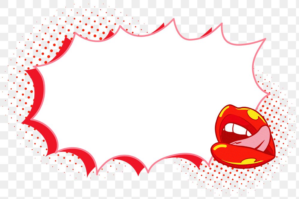 Red lips and speech bubble design element