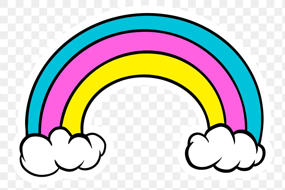 Cute rainbow sticker with a white border design element