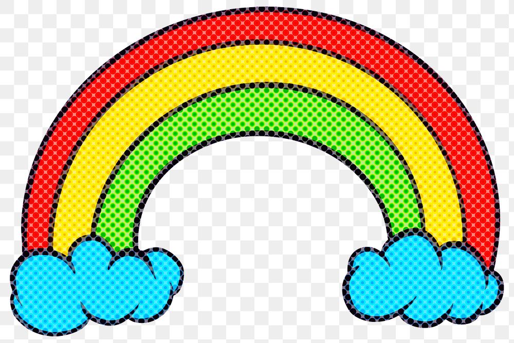 Halftone rainbow sticker design element 