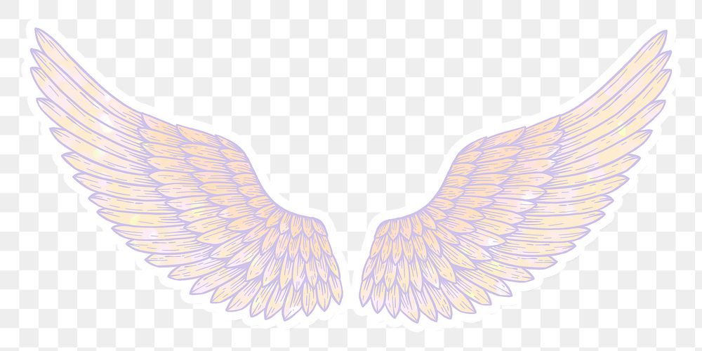 Creamy angel wings sticker overlay with a white border