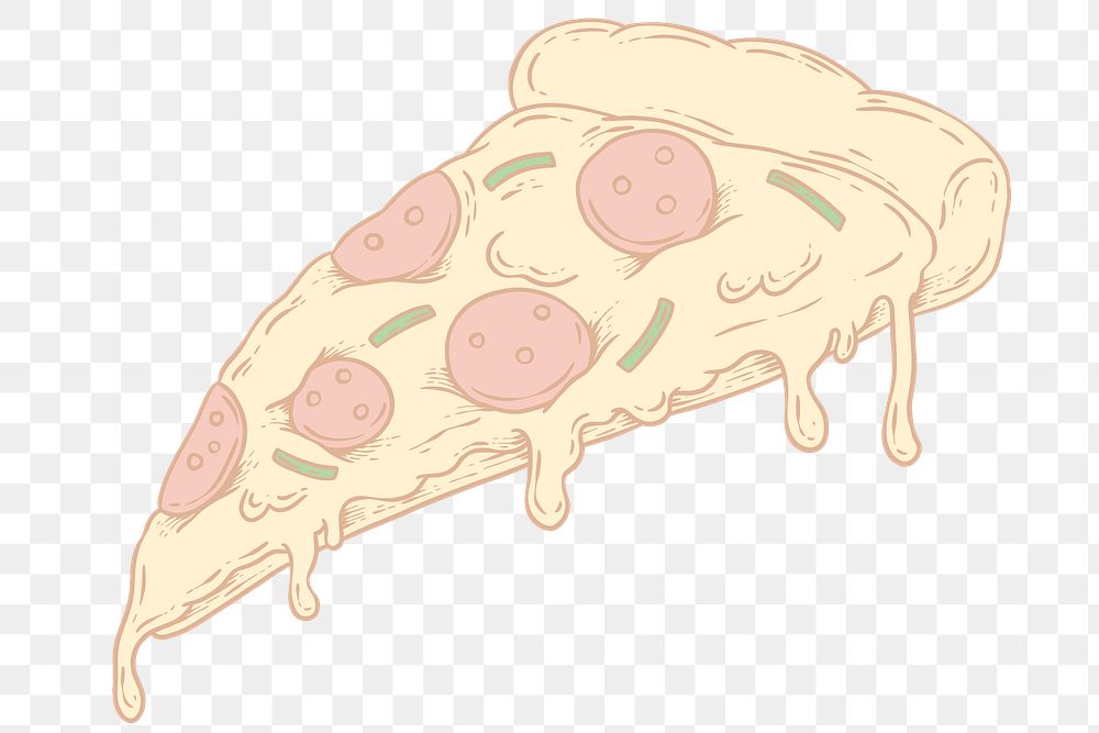 Pepperoni pizza slice sticker overlay design element 
