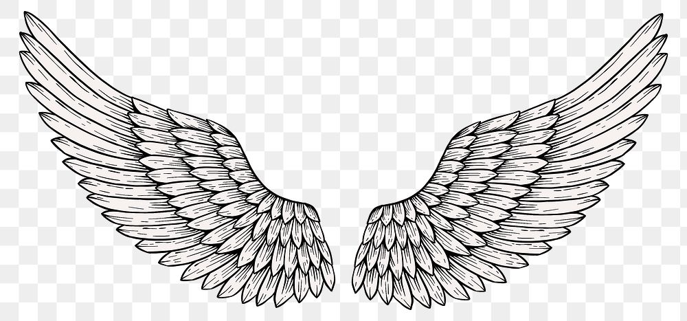 Angel wings outline sticker overlay design element 