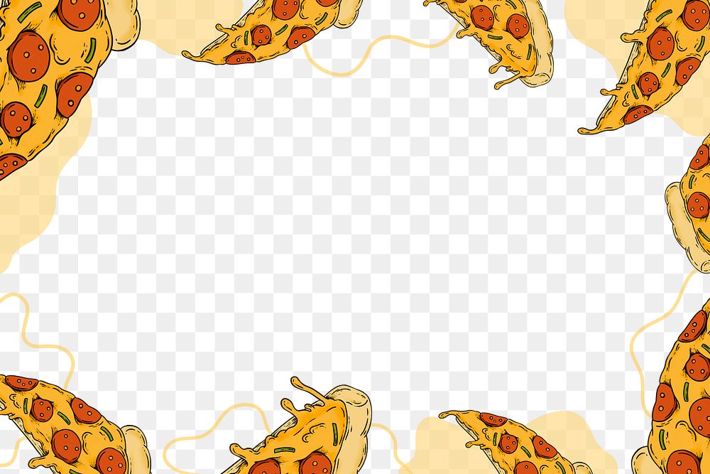 Rectangle pepperoni pizza frame background design element