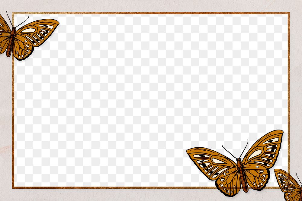Brown butterfly frame design element