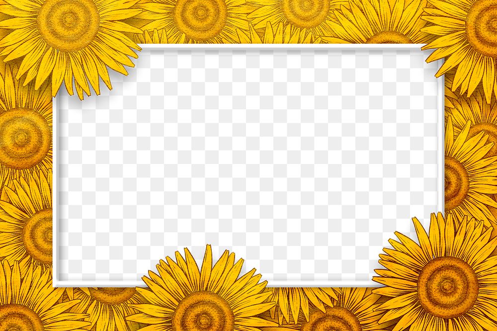 Rectangle blooming sunflower frame design element