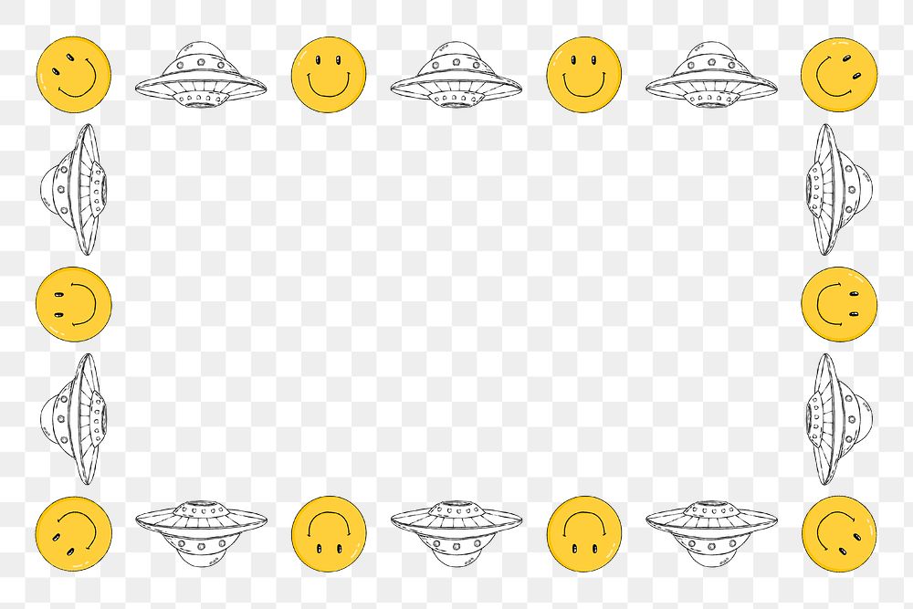 Smiley and spaceships border frame png