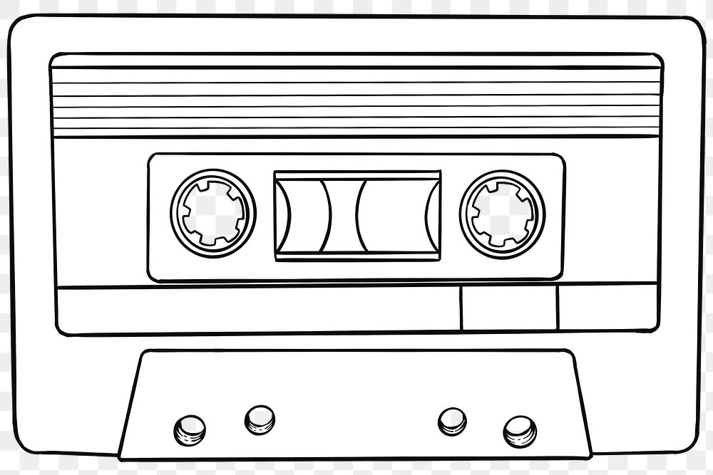 Png hand drawn cassette tape