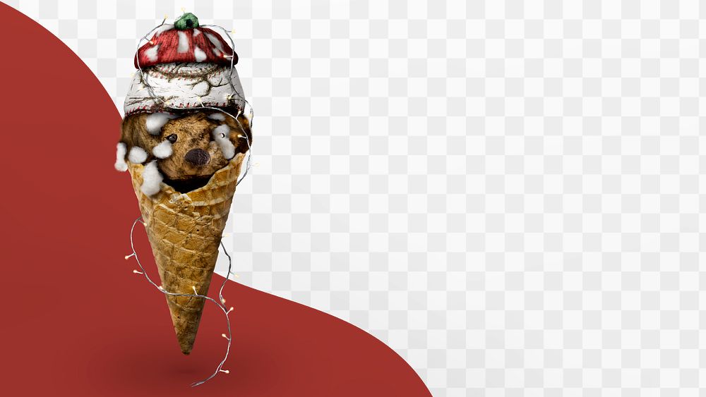 Unused toys in a waffle cone design element
