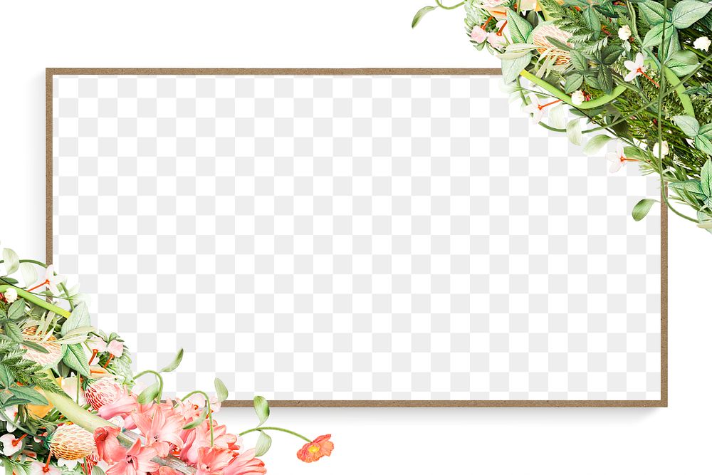 Blooming flowers frame design element