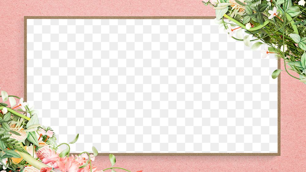 Blooming flowers decorated on pink frame design element