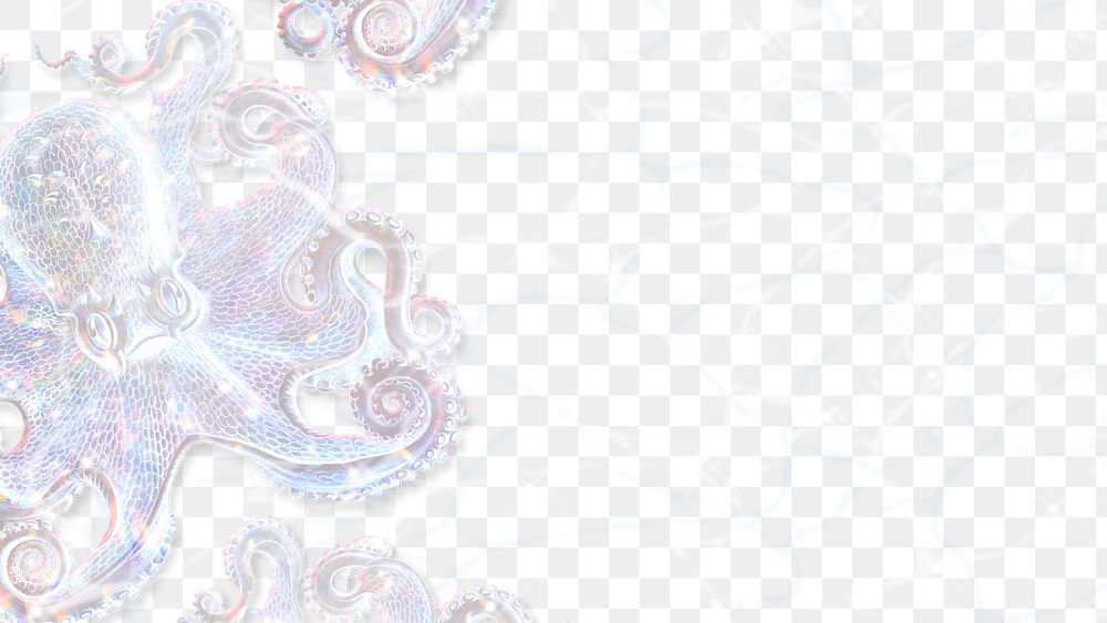 Silvery holographic octopus patterned background design element