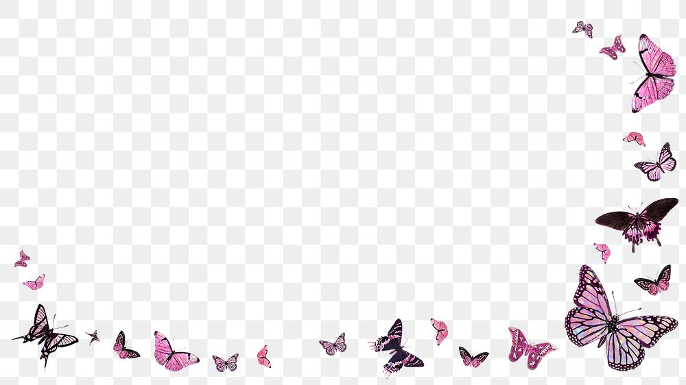 Pink butterfly frame design element