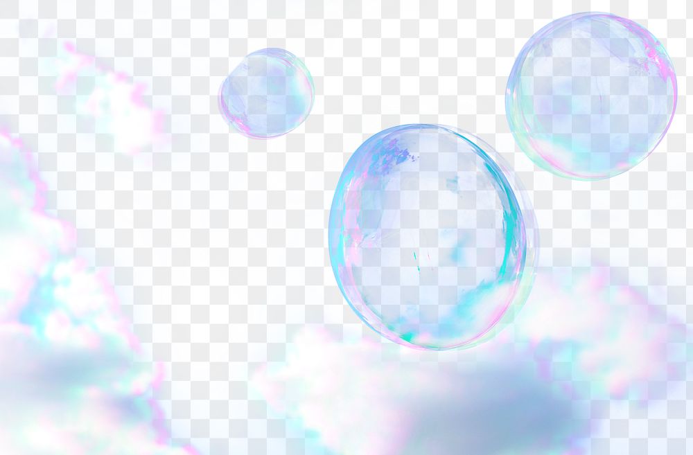 Soap bubbles on a cloudy sky design element  