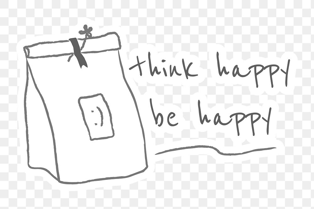Think happy be happy paper bag sticker design element