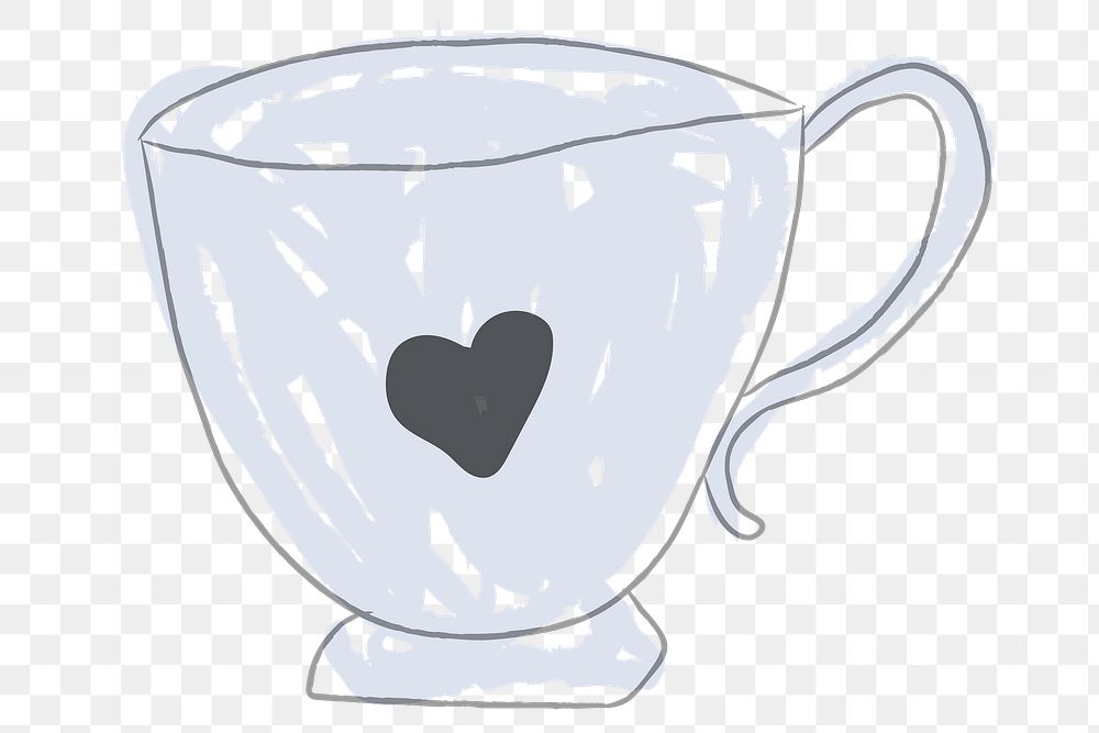 Heart symbol on a blue cup doodle style illustration