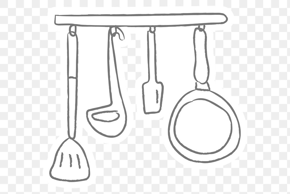 Doodle kitchenware equipment sticker design element