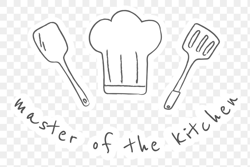 Doodle kitchenware equipment sticker design element
