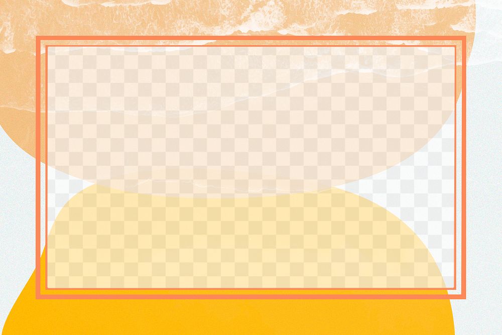 Orange rectangular PNG frame on wavy texture design 
