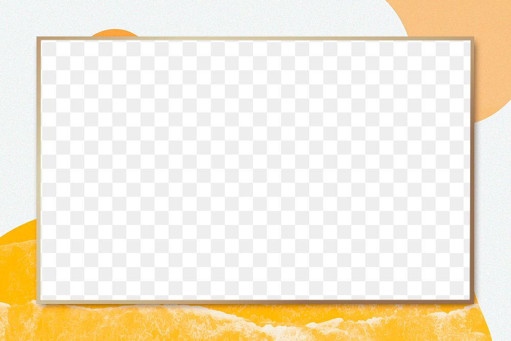 PNG rectangular frame on orange wavy texture 