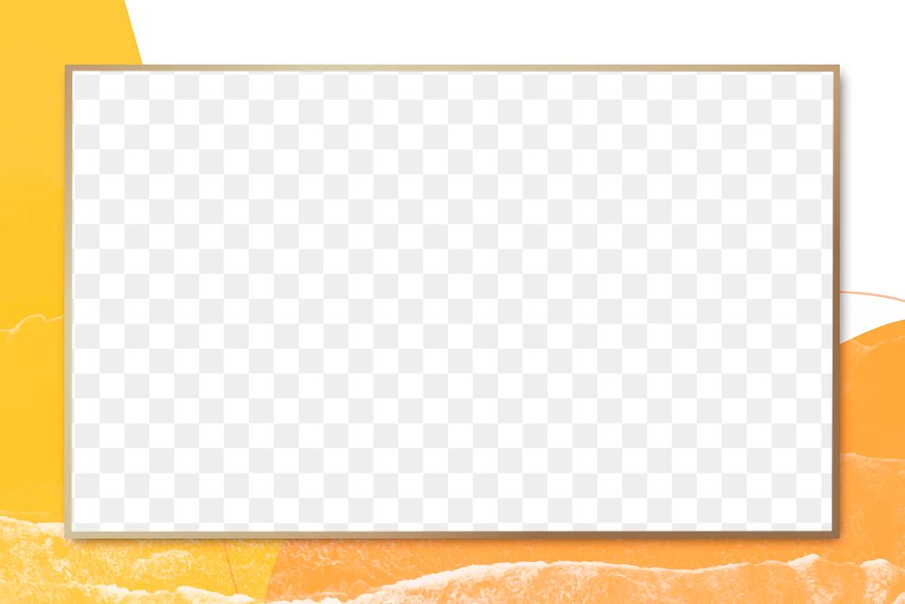 Rectangular PNG abstract frame on orange wavy texture