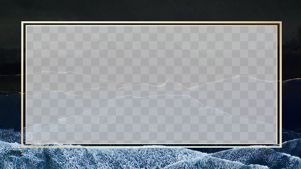 Gold png frame on black wavy texture 