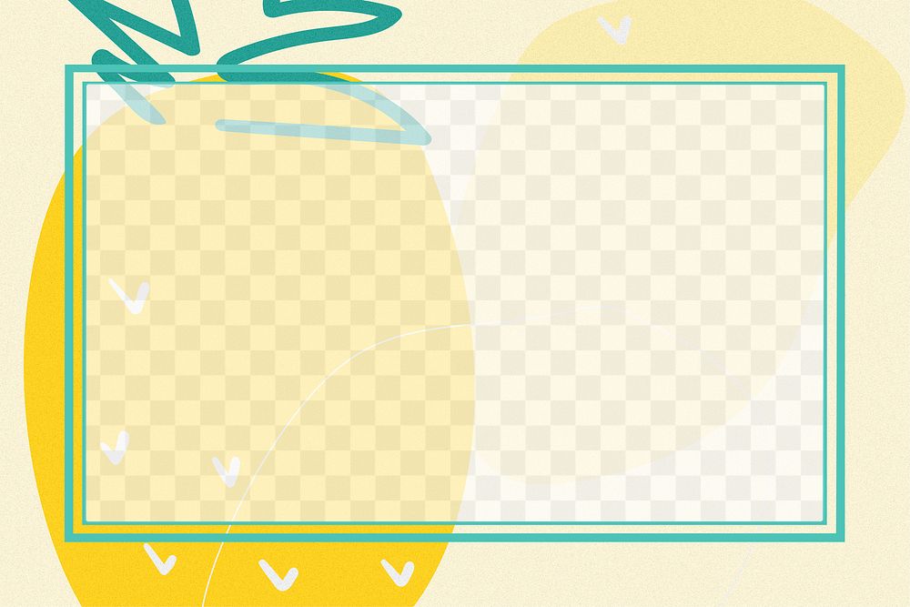 Rectangle pineapple pattern frame png in yellow