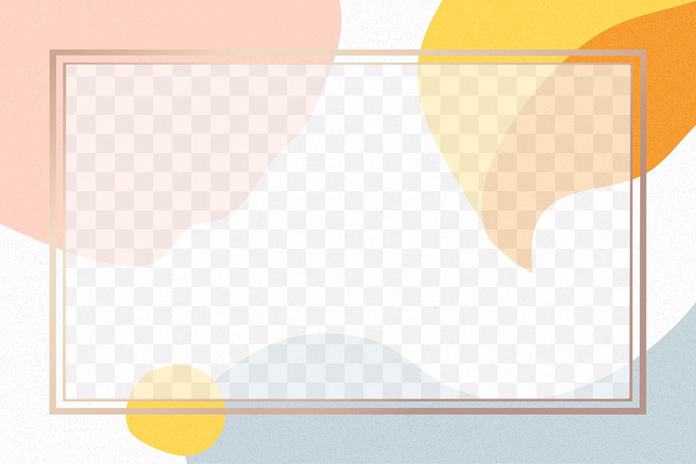 Pastel gold png frame on memphis pattern background