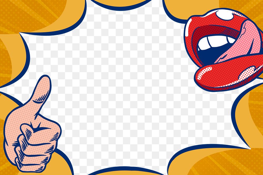 Red lips and speech bubble design element