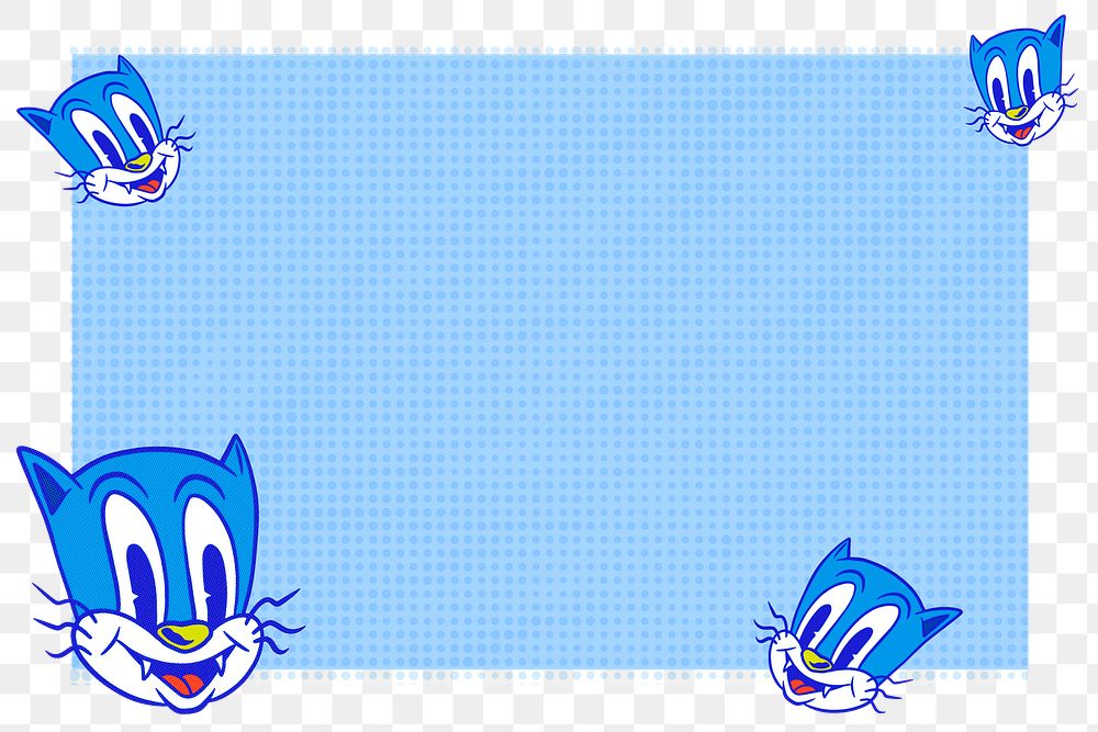 Blue cat cartoon frame design element
