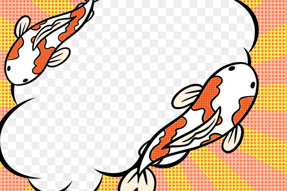 Koi fish cartoon frame design element