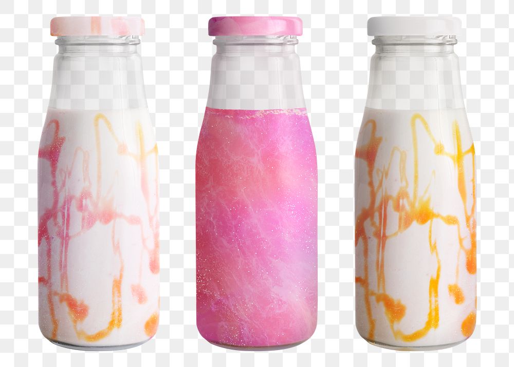 Flavorful milk tea blend in a glass bottle mockup set
