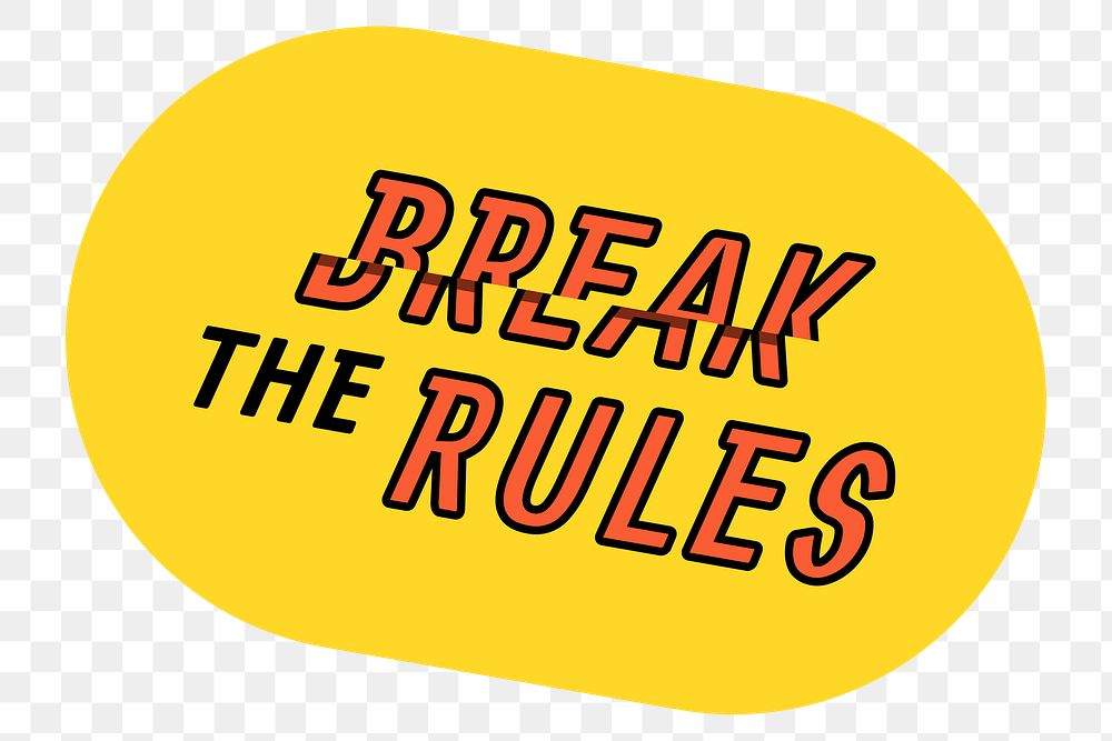 Break the rules png text label colorful retro sticker