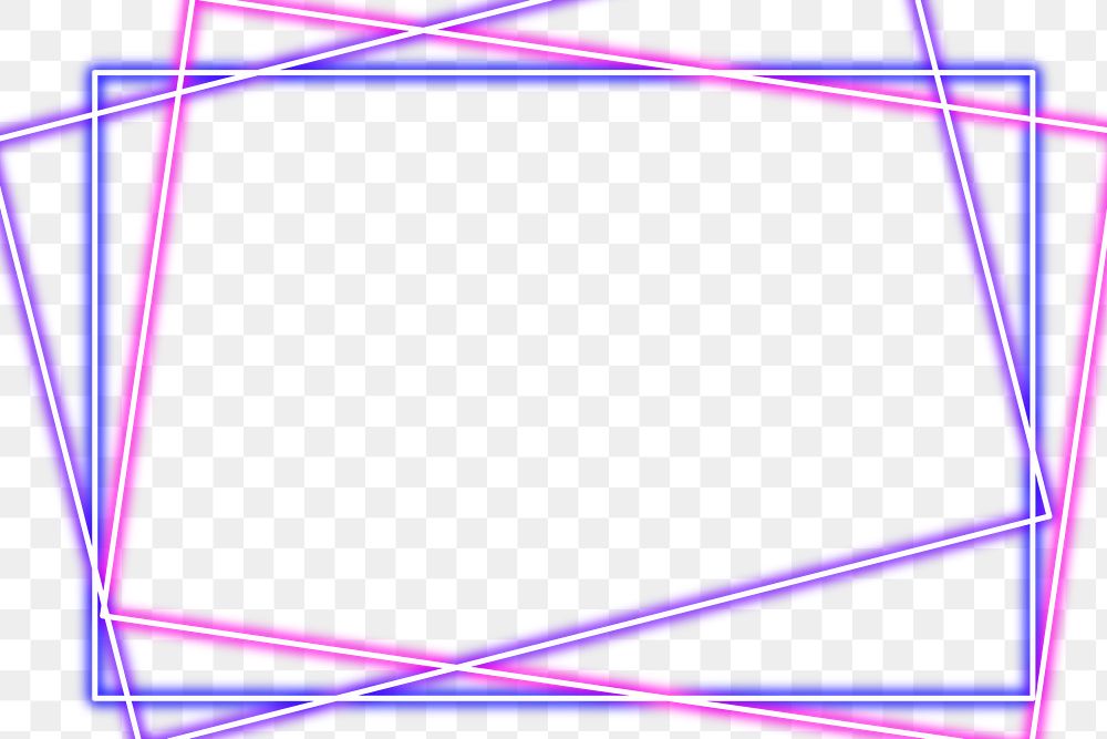 Purple and pink rectangle neon frame design element