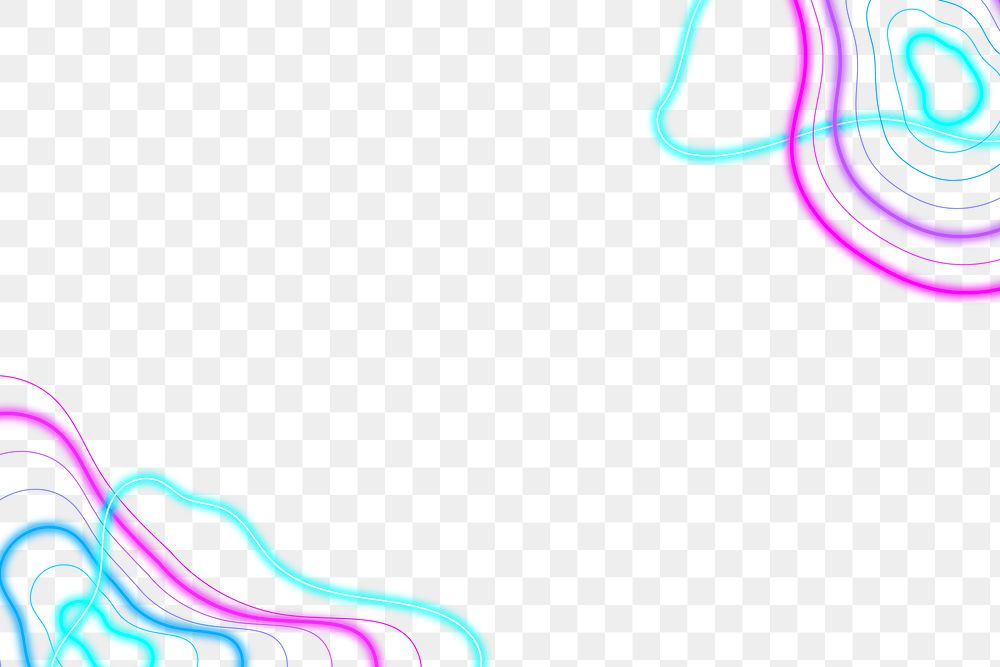 Pink and blue neon abstract border design element