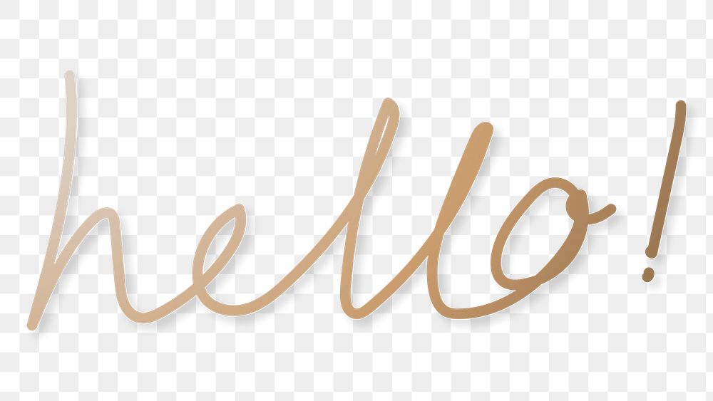 Golden cursive hello typography design element 