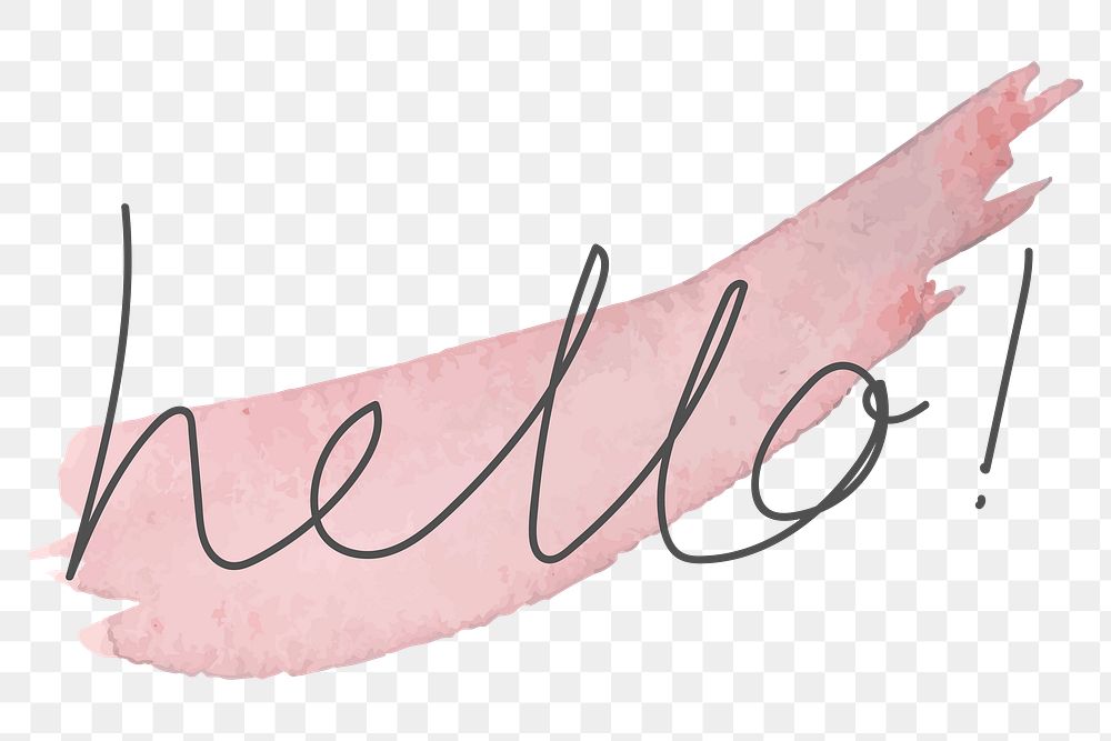 Hello typography with a pink brush stroke design element