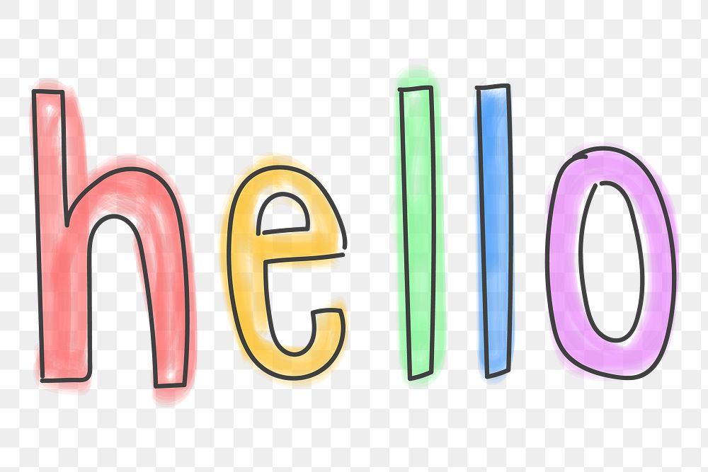 Hello colorful doodle typography design element 