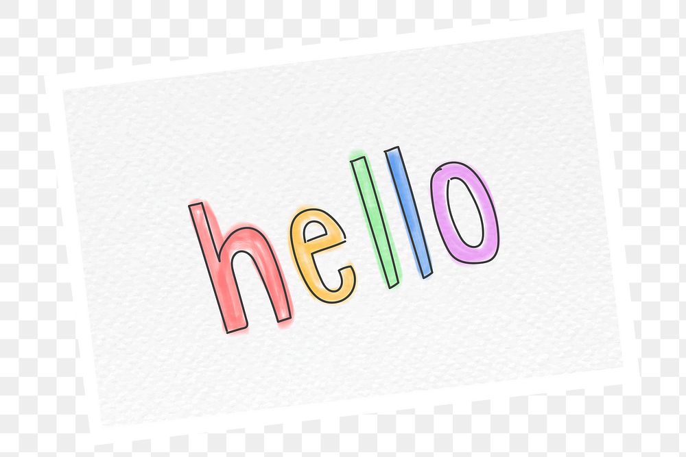 Colorful hello greetings typography sticker design element