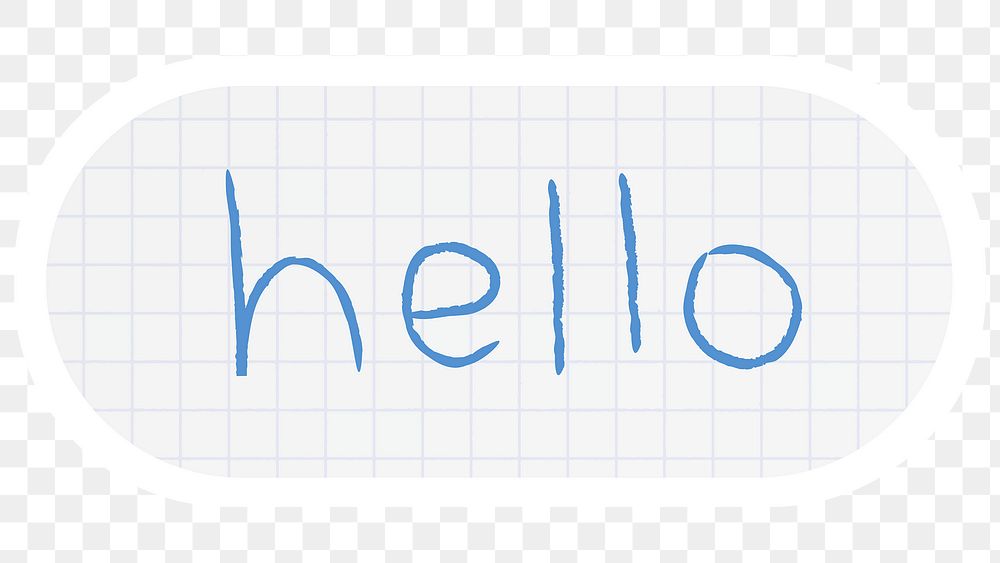 Hello greetings typography sticker on a grid background