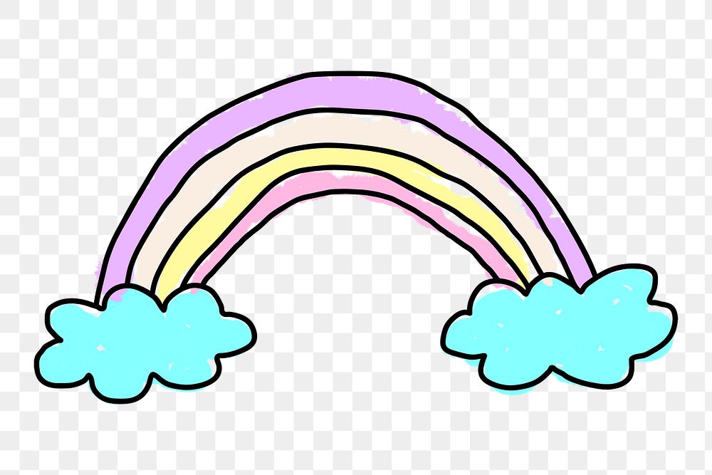 Pastel rainbow doodle style design element