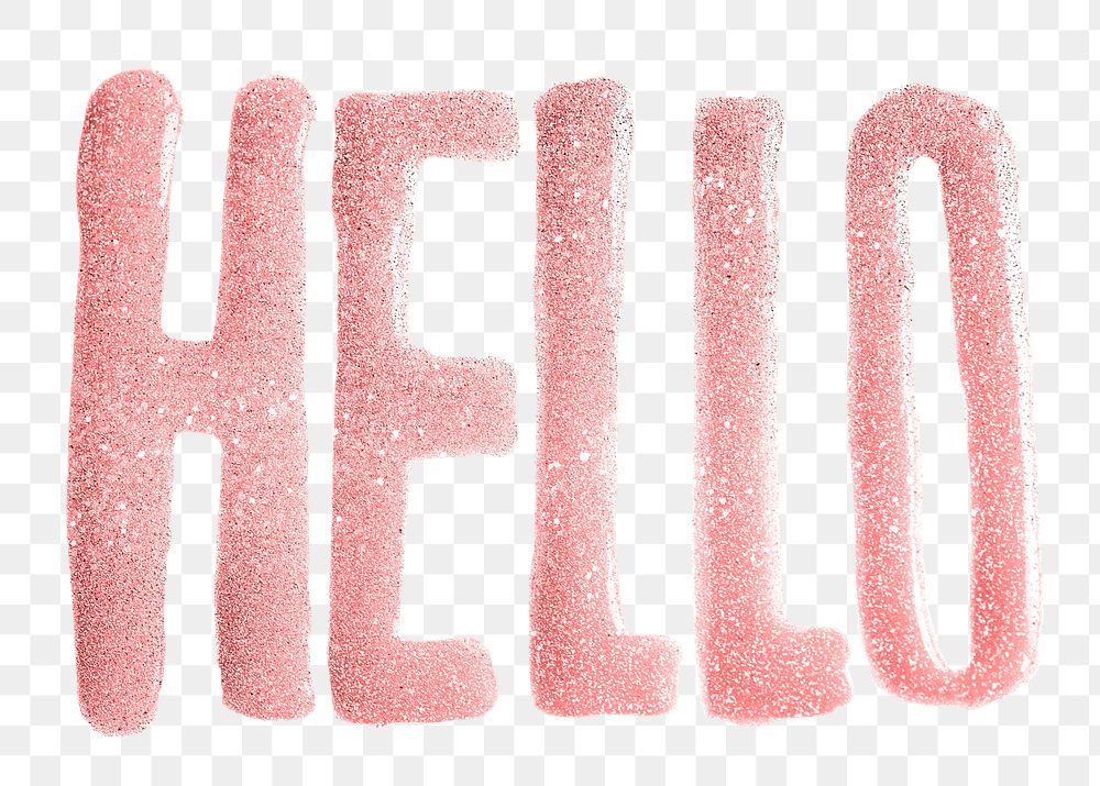 Sparkling pink glitter hello png greeting word typography