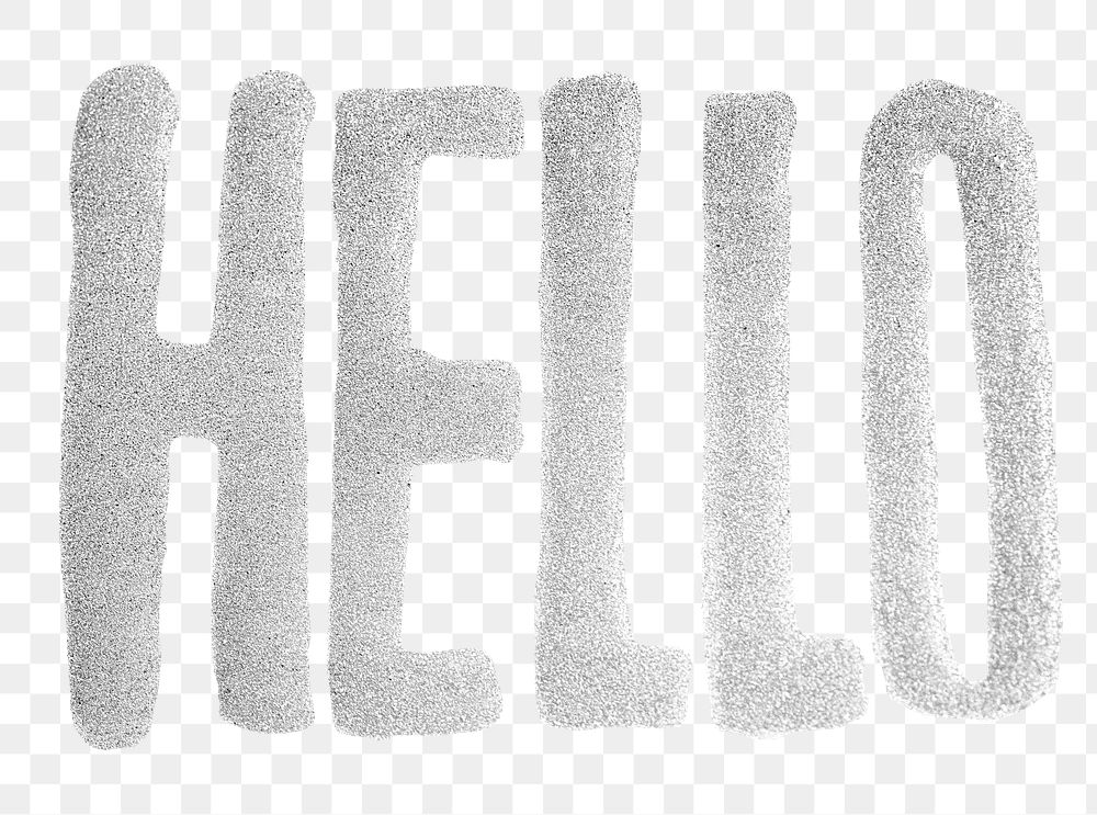Silver sparkling png Hello greeting word typography