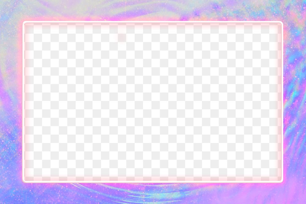 Neon frame png water ripple background holographic 