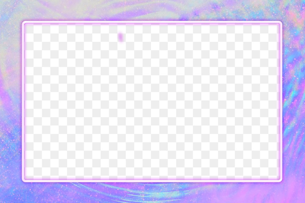 Lilac neon frame png holographic purple water ripple