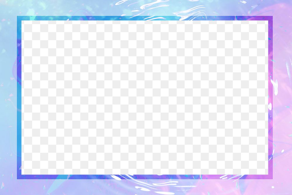 Blue frame png holographic water texture background