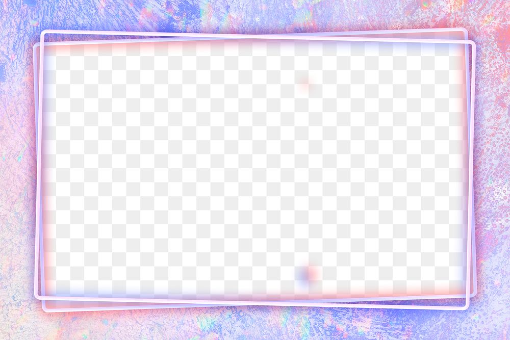 Neon frame png holographic gradient plastic texture