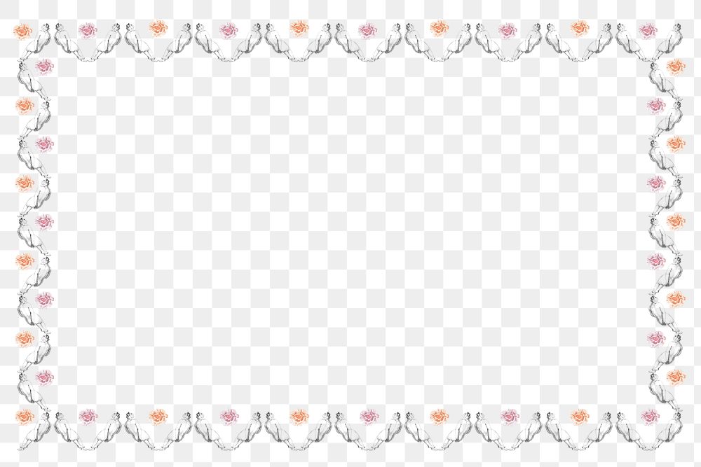 Nude woman pattern frame png ornamental 