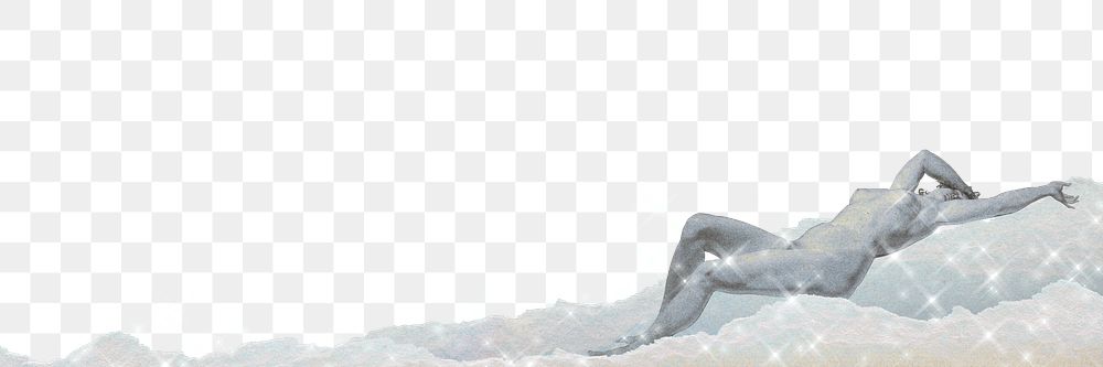 Nude woman png on a cloud banner