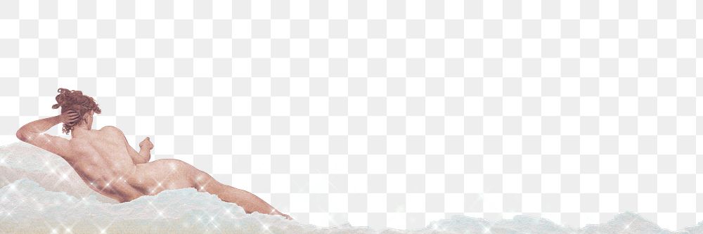 Nude woman png on a cloud banner